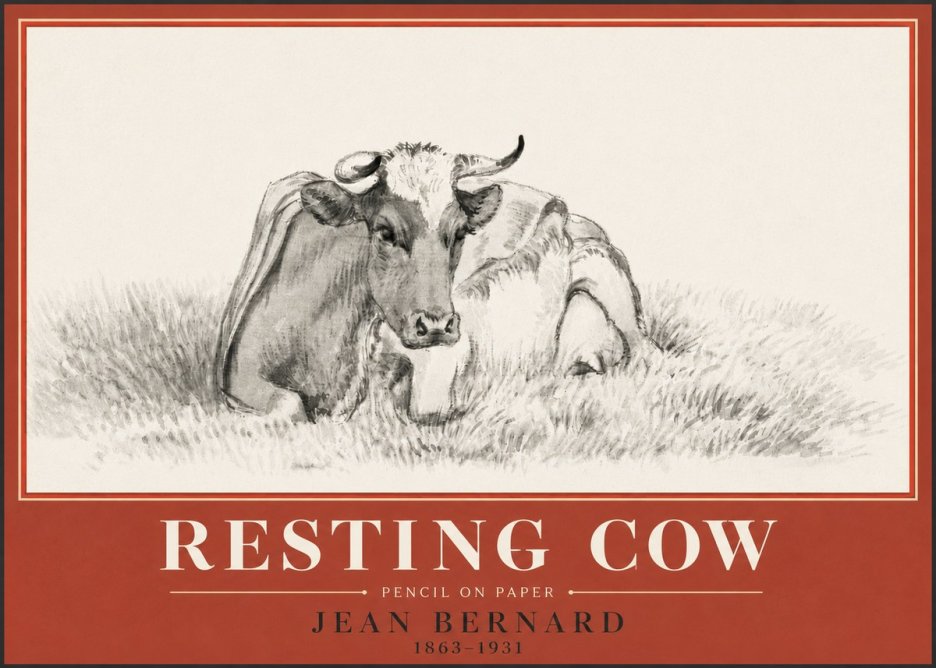 Jean Bernard Resting Cow IV No4 - Póster