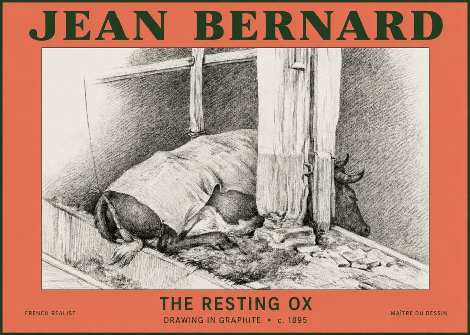 Jean Bernard The Resting Ox No2 - Póster