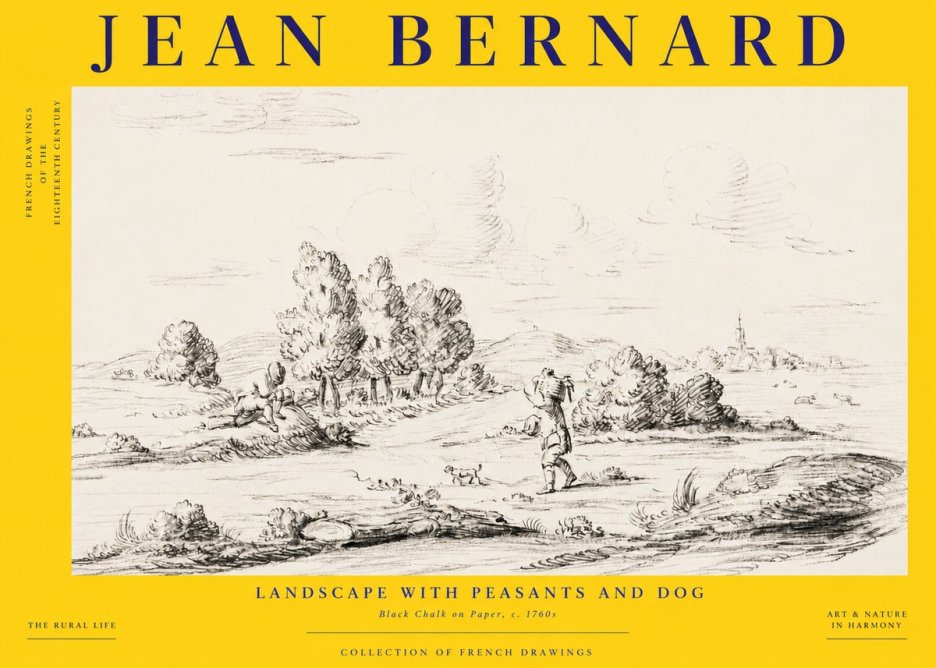 Jean Bernard Landscape with Figures and Distant Village No6 - Póster