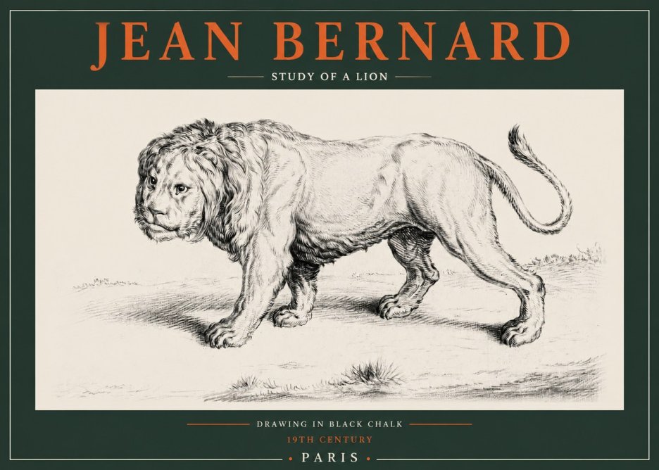 Jean Bernard Study of a Lion II No2 - Póster