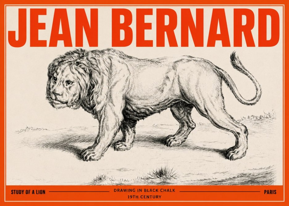 Jean Bernard Study of a Lion II No3 - Póster