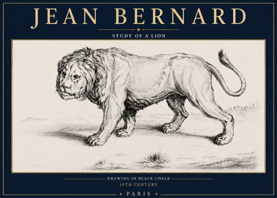 Jean Bernard Study of a Lion II No4 - Póster