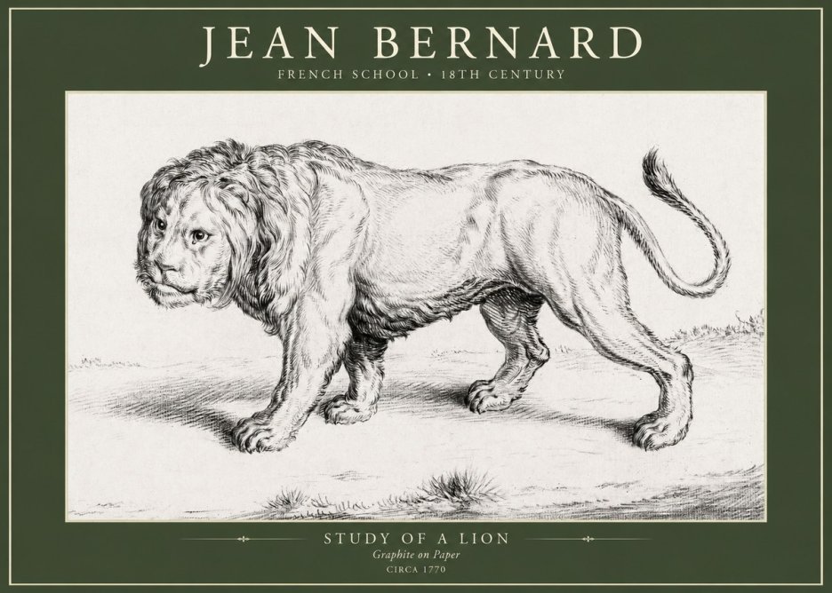 Jean Bernard Study of a Lion II No5 - Póster