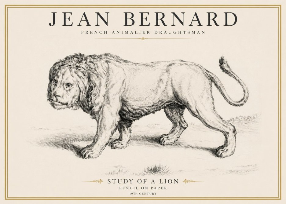 Jean Bernard Study of a Lion II No6 - Póster