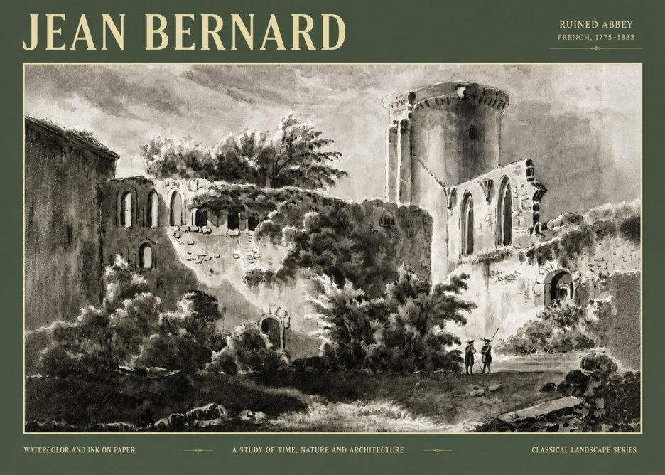 Jean Bernard Ruins of an Old Abbey No6 - Póster
