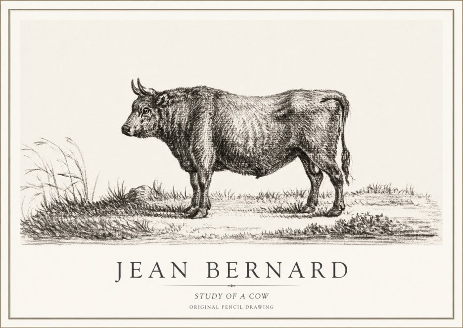 Jean Bernard Study of a Cow XIII No1 - Póster
