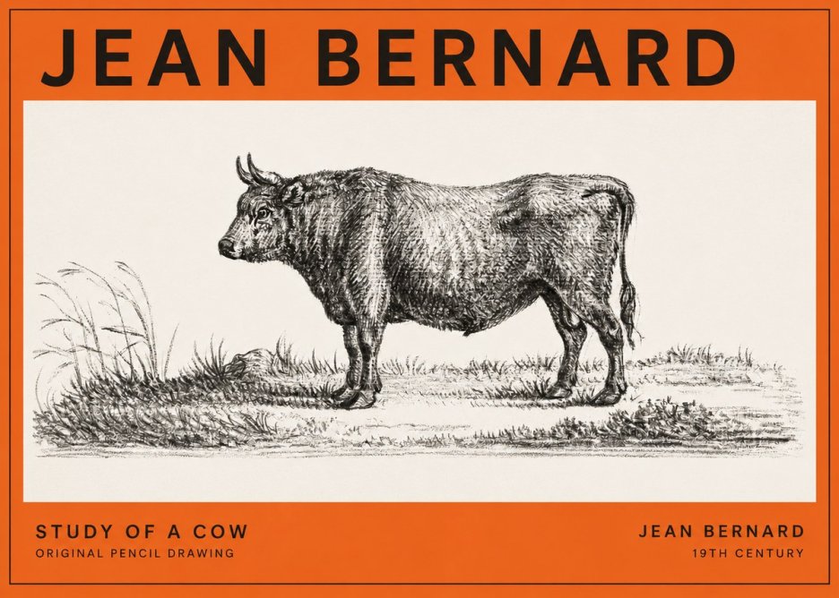 Jean Bernard Study of a Cow XIII No2 - Póster