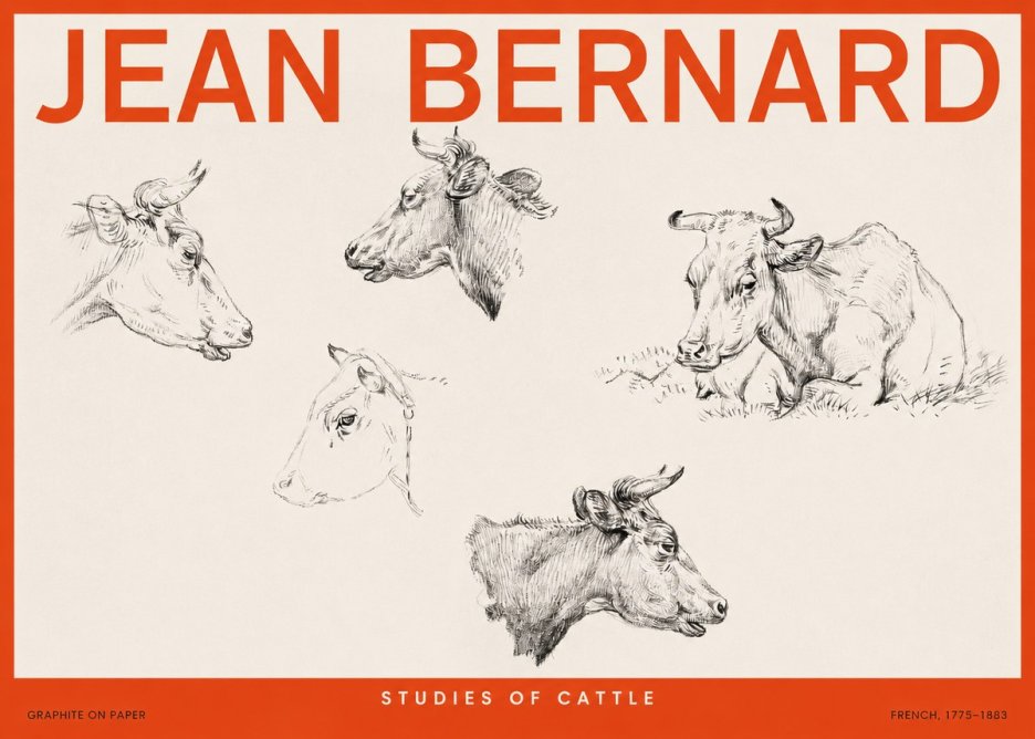 Jean Bernard Studies of Cows I No6 - Póster