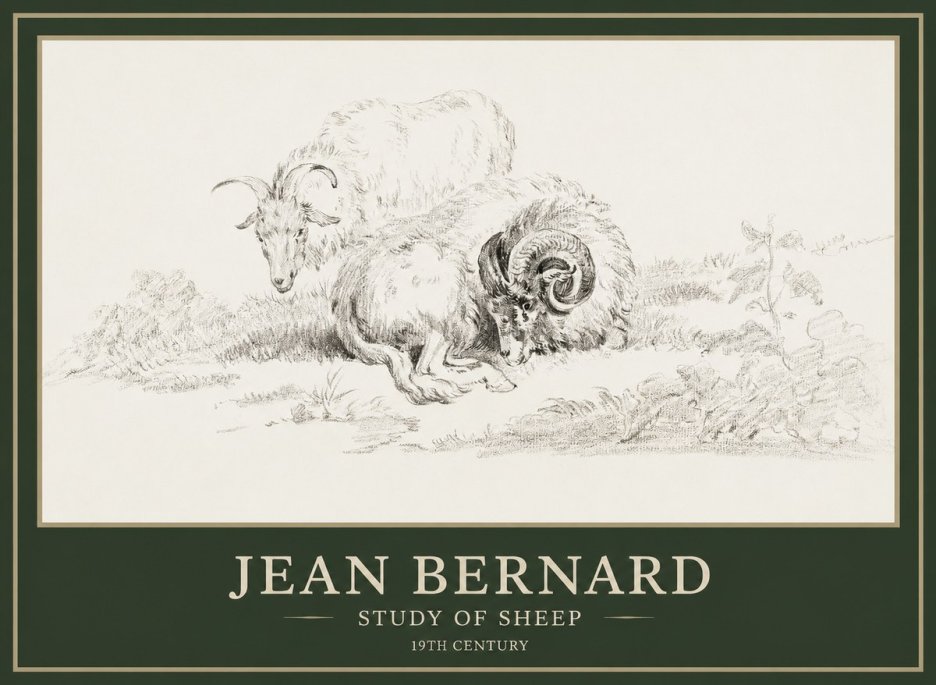 Jean Bernard Study of Sheep No1 - Póster