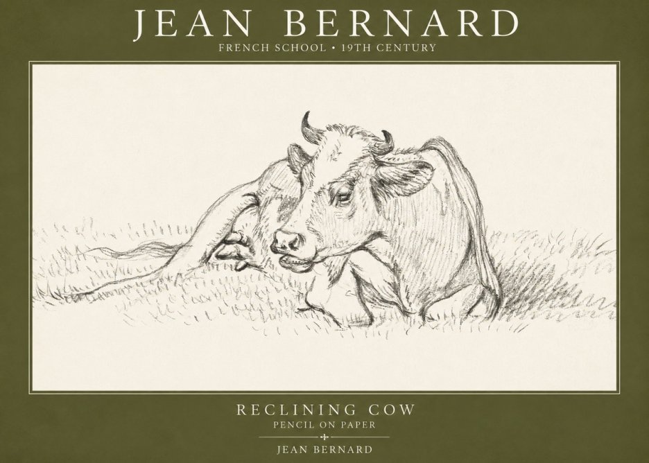 Jean Bernard Reclining Cow III No1 - Póster