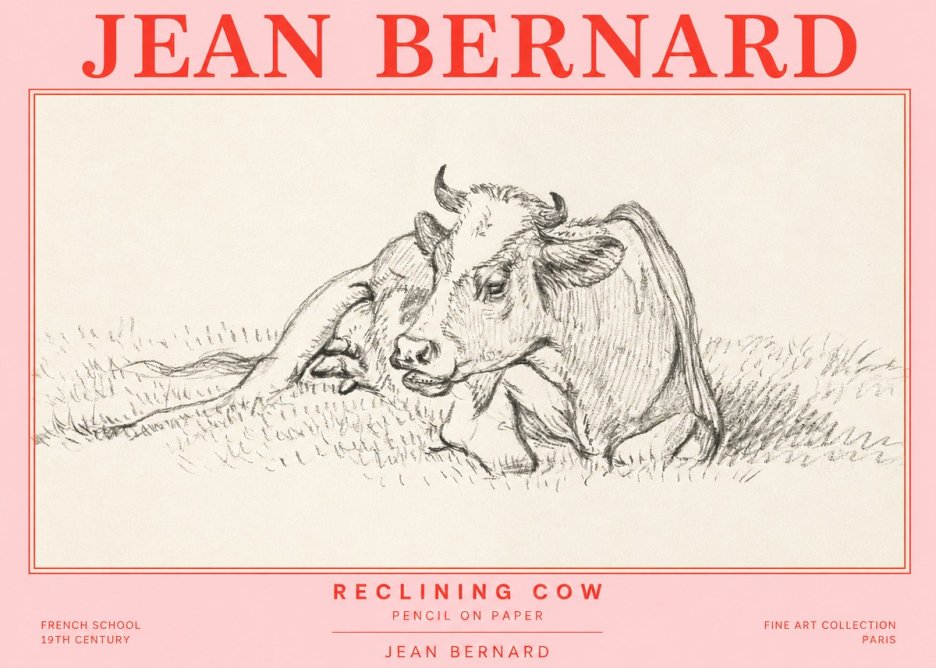 Jean Bernard Reclining Cow III No2 - Póster