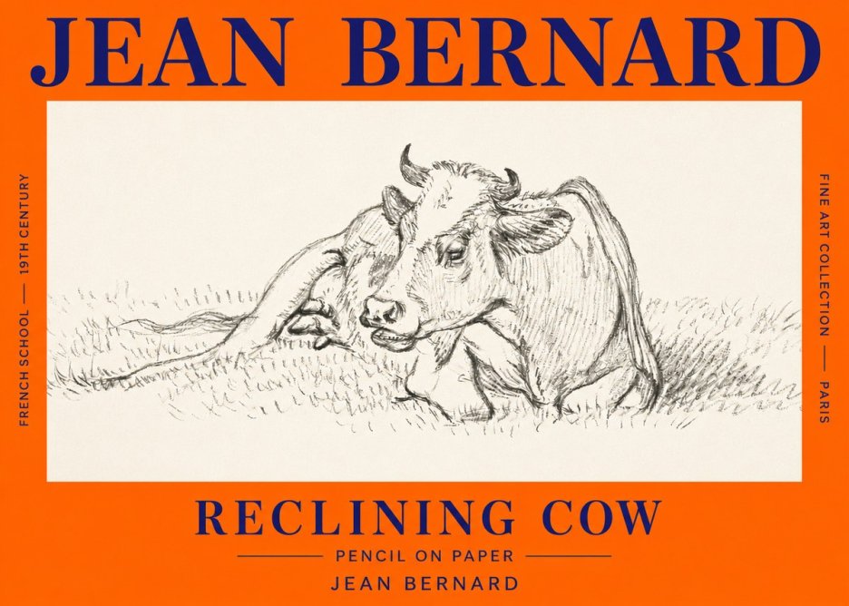 Jean Bernard Reclining Cow III No3 - Póster