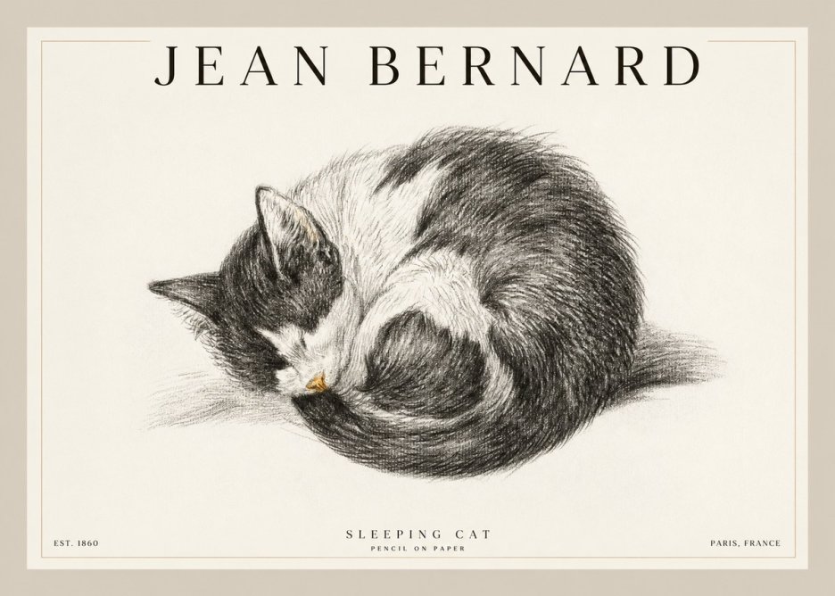 Jean Bernard Sleeping Cat VIII No2 - Póster