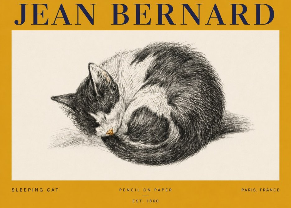 Jean Bernard Sleeping Cat VIII No3 - Póster