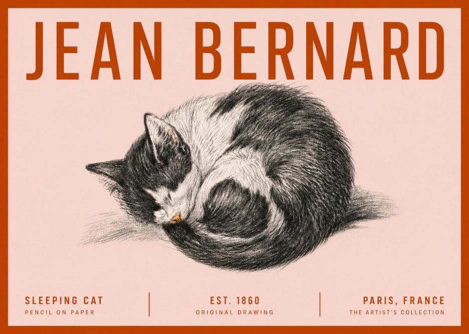 Jean Bernard Sleeping Cat VIII No5 - Póster