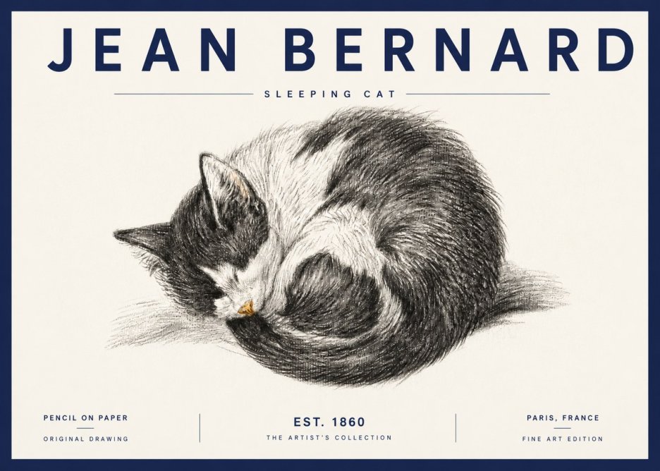 Jean Bernard Sleeping Cat VIII No6 - Póster