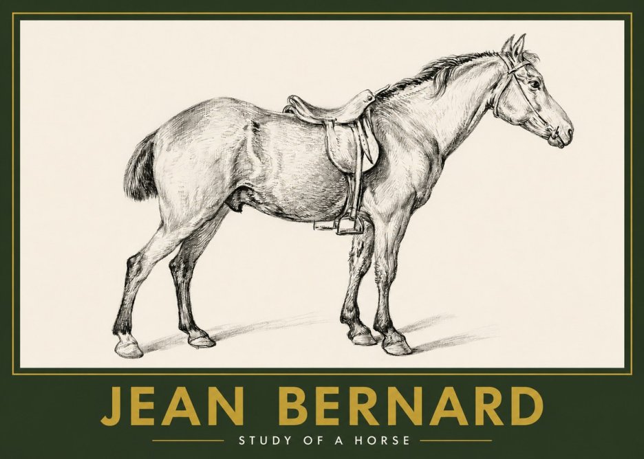 Jean Bernard Study of a Horse X No2 - Póster