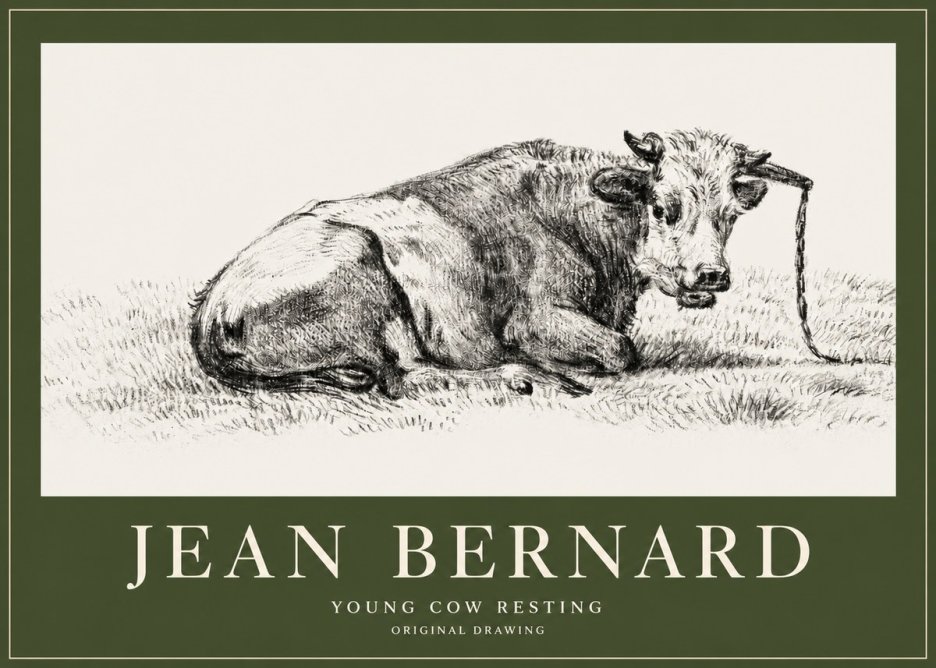 Jean Bernard Young Cow Resting No2 - Póster