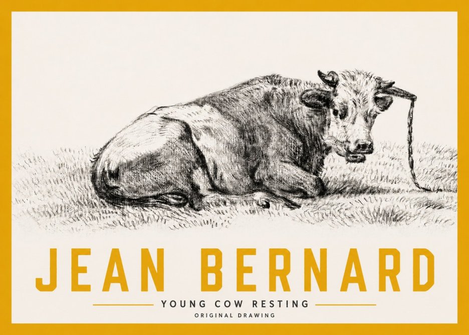 Jean Bernard Young Cow Resting No3 - Póster