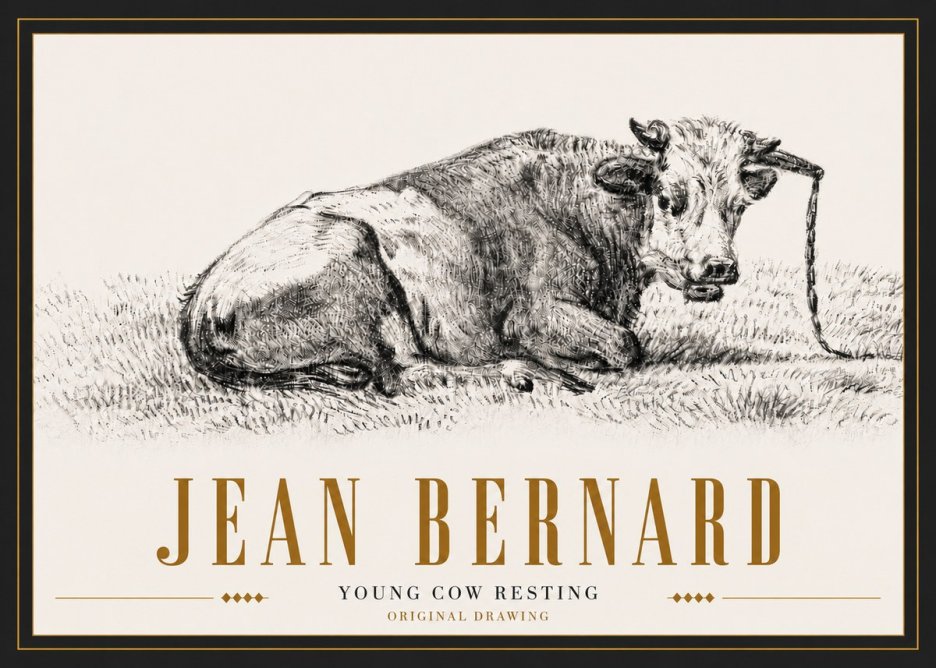 Jean Bernard Young Cow Resting No5 - Póster