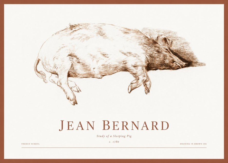 Jean Bernard Study of a Sleeping Pig No1 - Póster