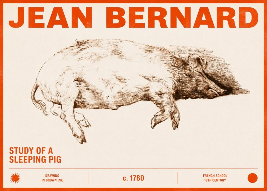 Jean Bernard Study of a Sleeping Pig No2 - Póster