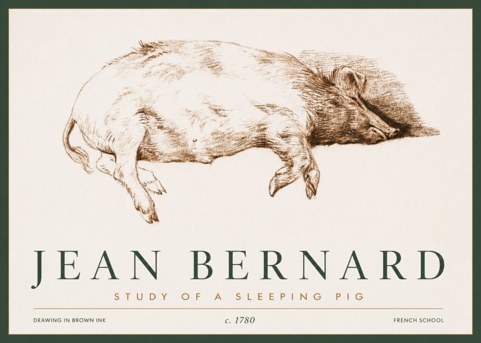 Jean Bernard Study of a Sleeping Pig No3 - Póster