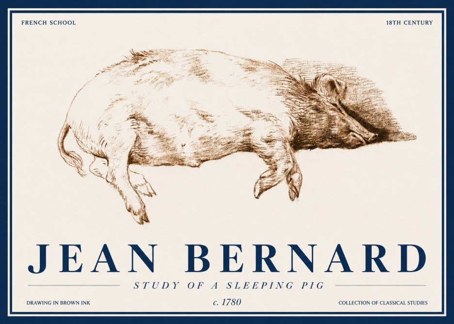 Jean Bernard Study of a Sleeping Pig No4 - Póster