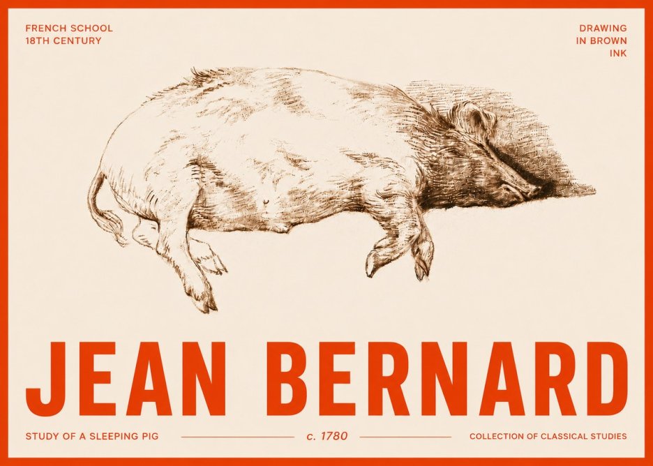 Jean Bernard Study of a Sleeping Pig No5 - Póster