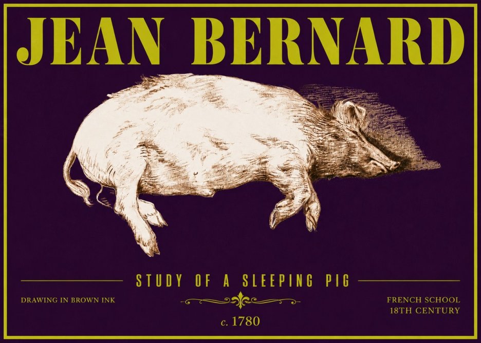 Jean Bernard Study of a Sleeping Pig No6 - Póster