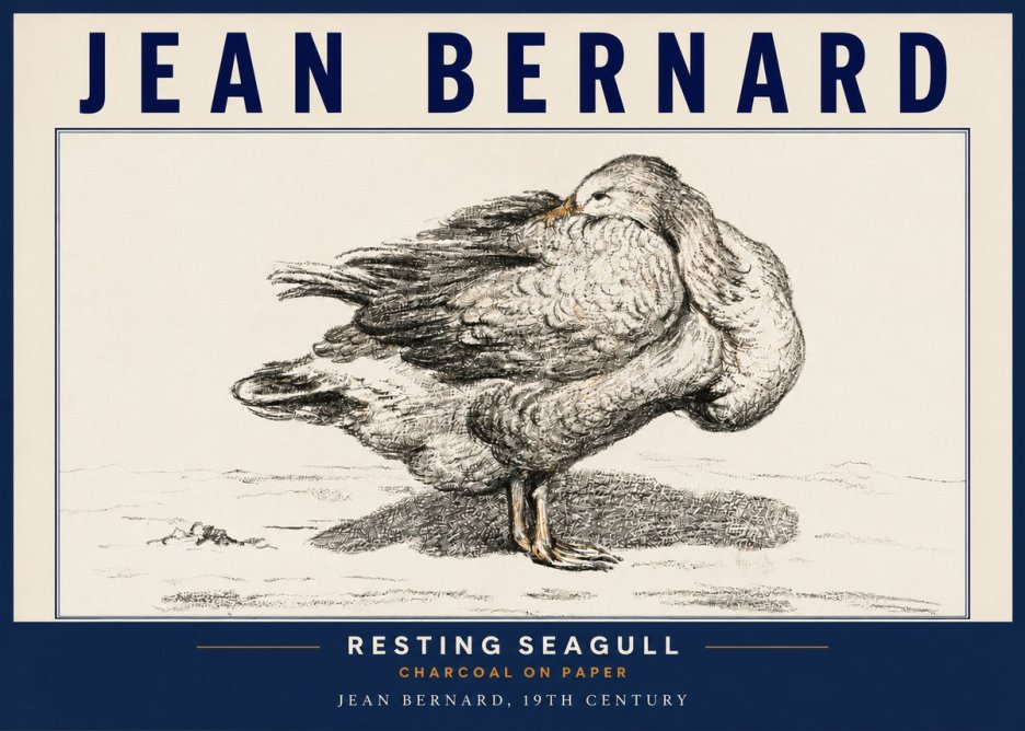 Jean Bernard Resting Seagull No4 - Póster