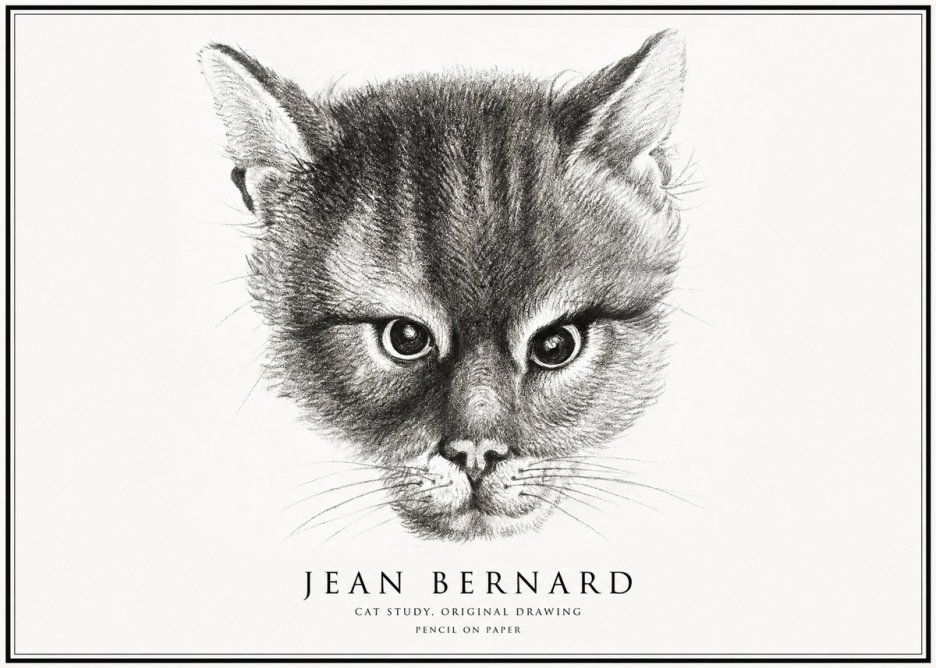 Jean Bernard Cat Study. Original Drawing No1 - Póster