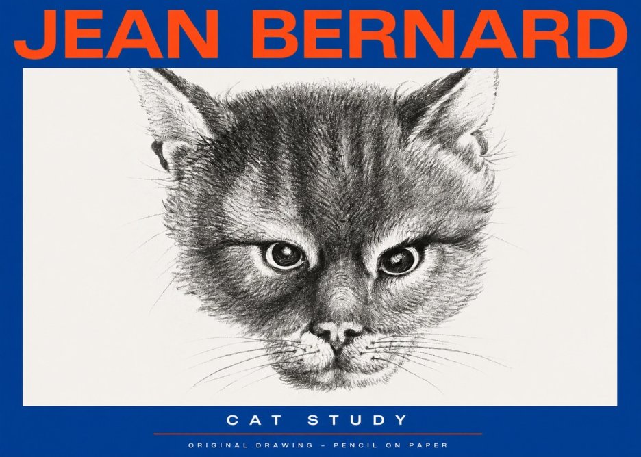 Jean Bernard Cat Study. Original Drawing No2 - Póster