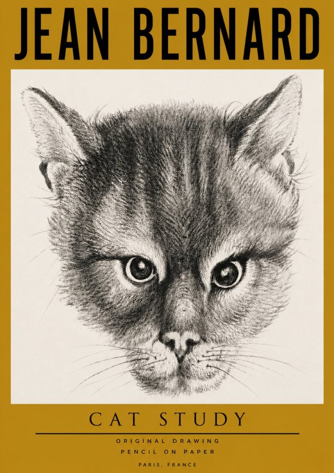 Jean Bernard Cat Study. Original Drawing No4 - Póster