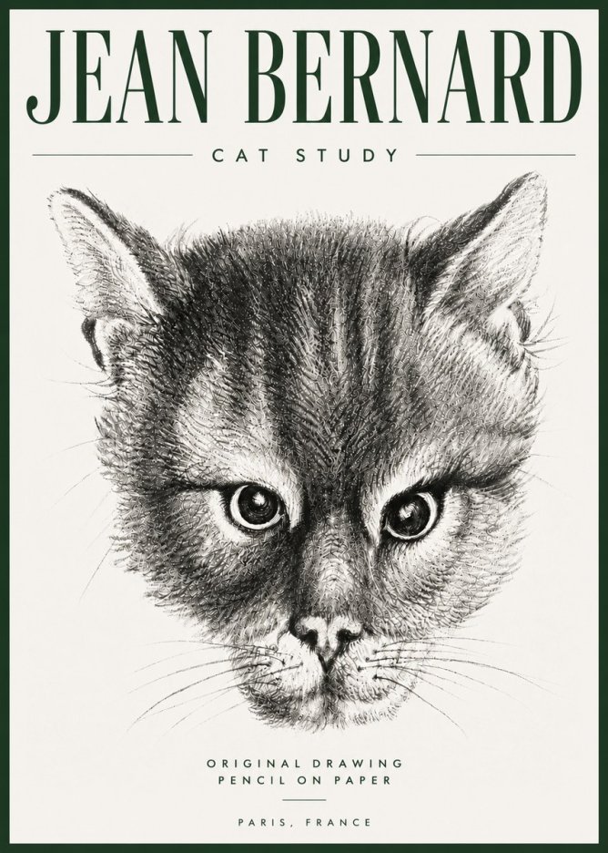 Jean Bernard Cat Study. Original Drawing No5 - Póster