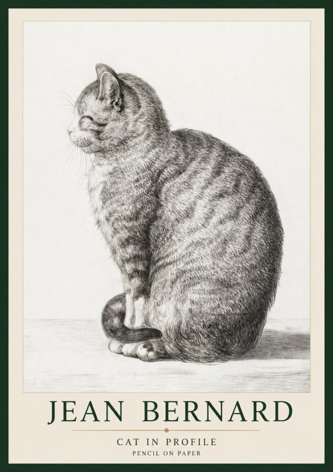 Jean Bernard Cat in Profile No1 - Póster