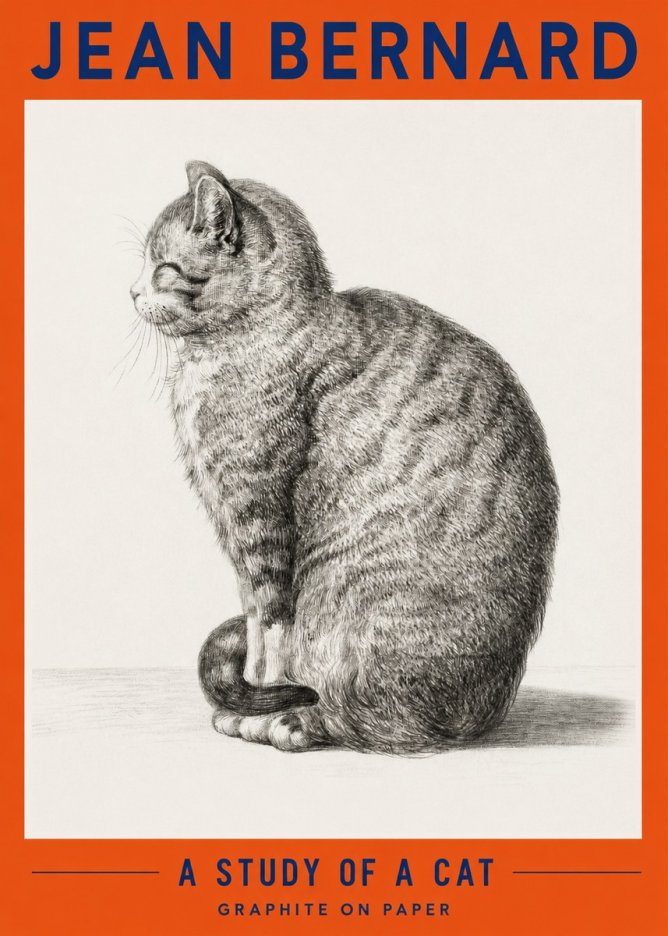 Jean Bernard Cat in Profile No4 - Póster