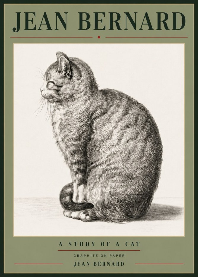 Jean Bernard Cat in Profile No6 - Póster
