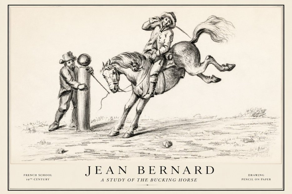 Jean Bernard A Study of the Bucking Horse No1 - Póster