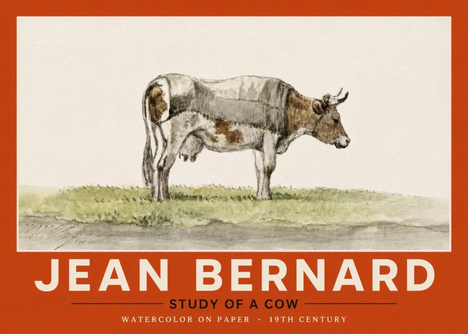 Jean Bernard Study of a Cow XIV No4 - Póster