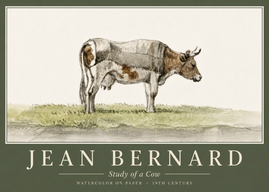 Jean Bernard Study of a Cow XIV No5 - Póster