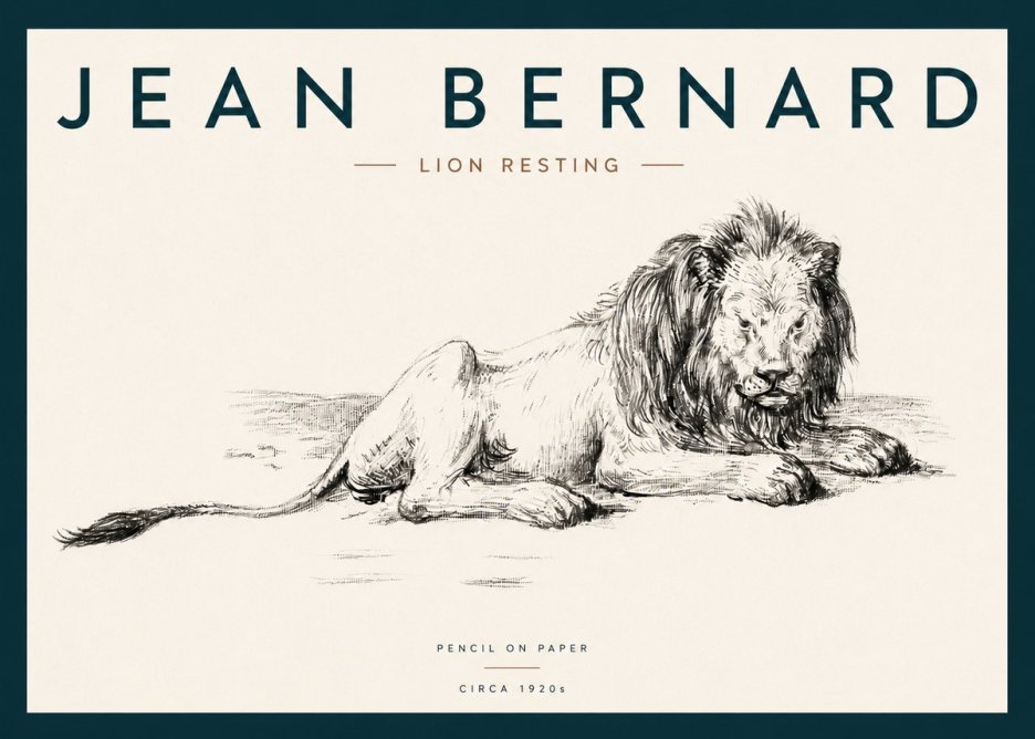 Jean Bernard Lion Resting No3 - Póster