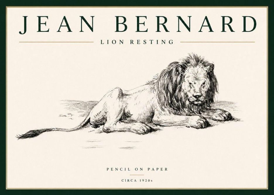 Jean Bernard Lion Resting No4 - Póster