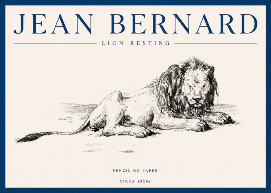 Jean Bernard Lion Resting No5 - Póster