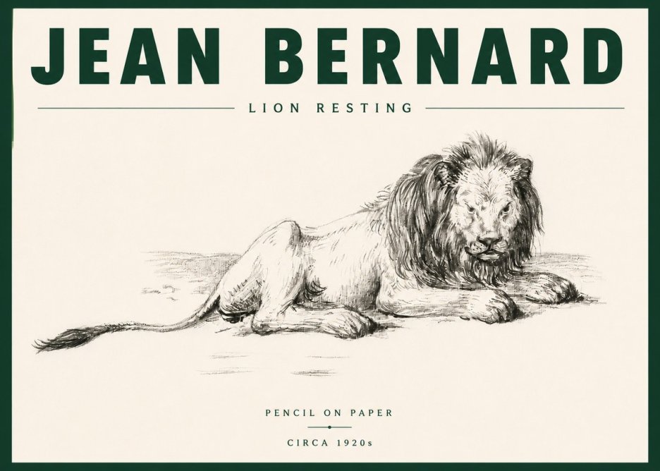 Jean Bernard Lion Resting No6 - Póster