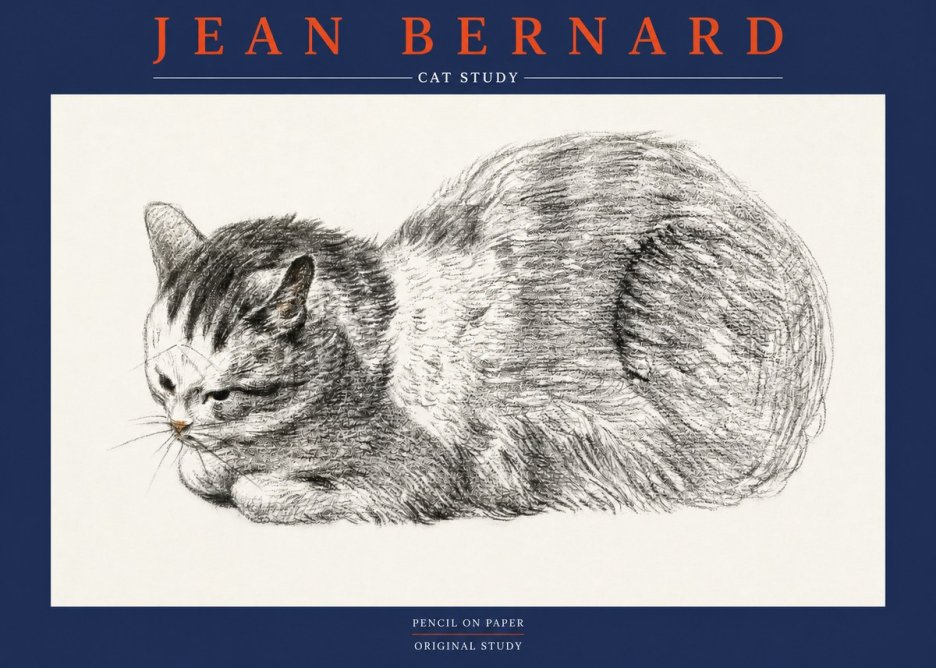 Jean Bernard Cat Study X No2 - Póster