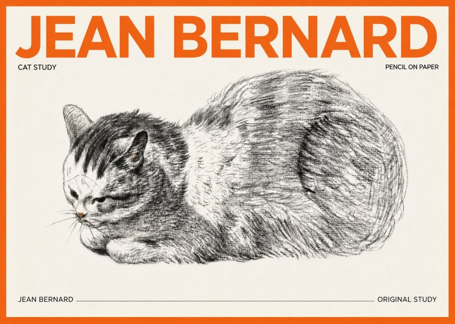 Jean Bernard Cat Study X No3 - Póster
