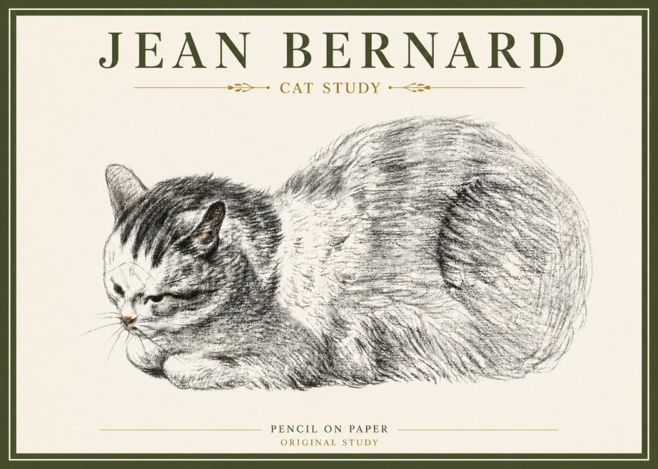 Jean Bernard Cat Study X No4 - Póster