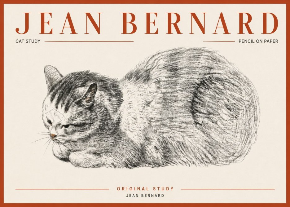 Jean Bernard Cat Study X No5 - Póster