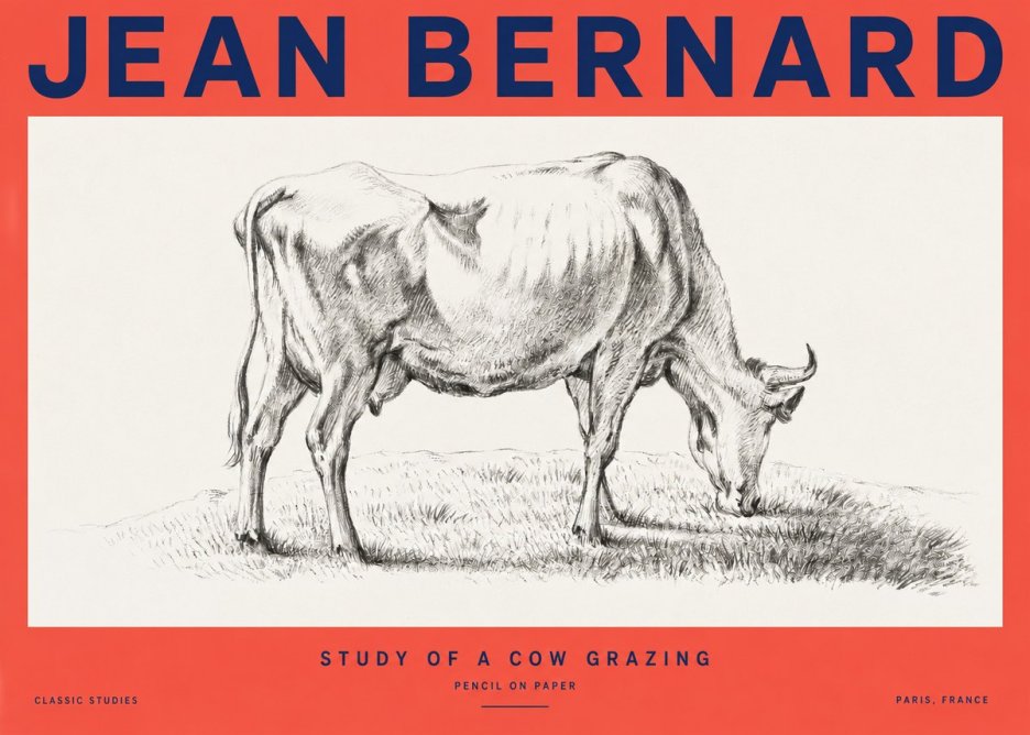 Jean Bernard Study of a Cow Grazing II No2 - Póster